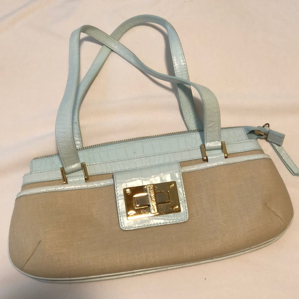 Like New Lauren sea blue/natural purse